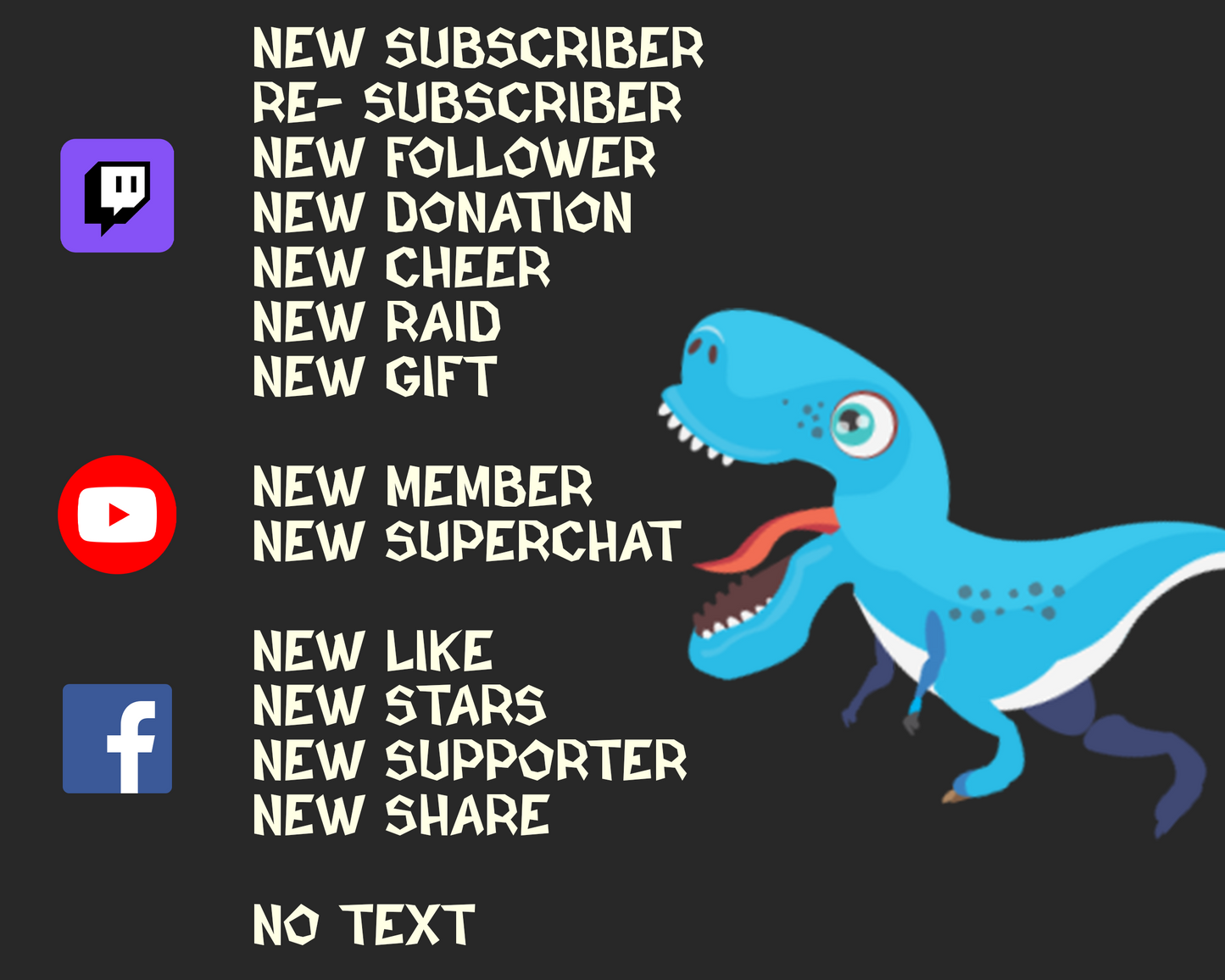 Dinosaur Twitch Stream Alerts