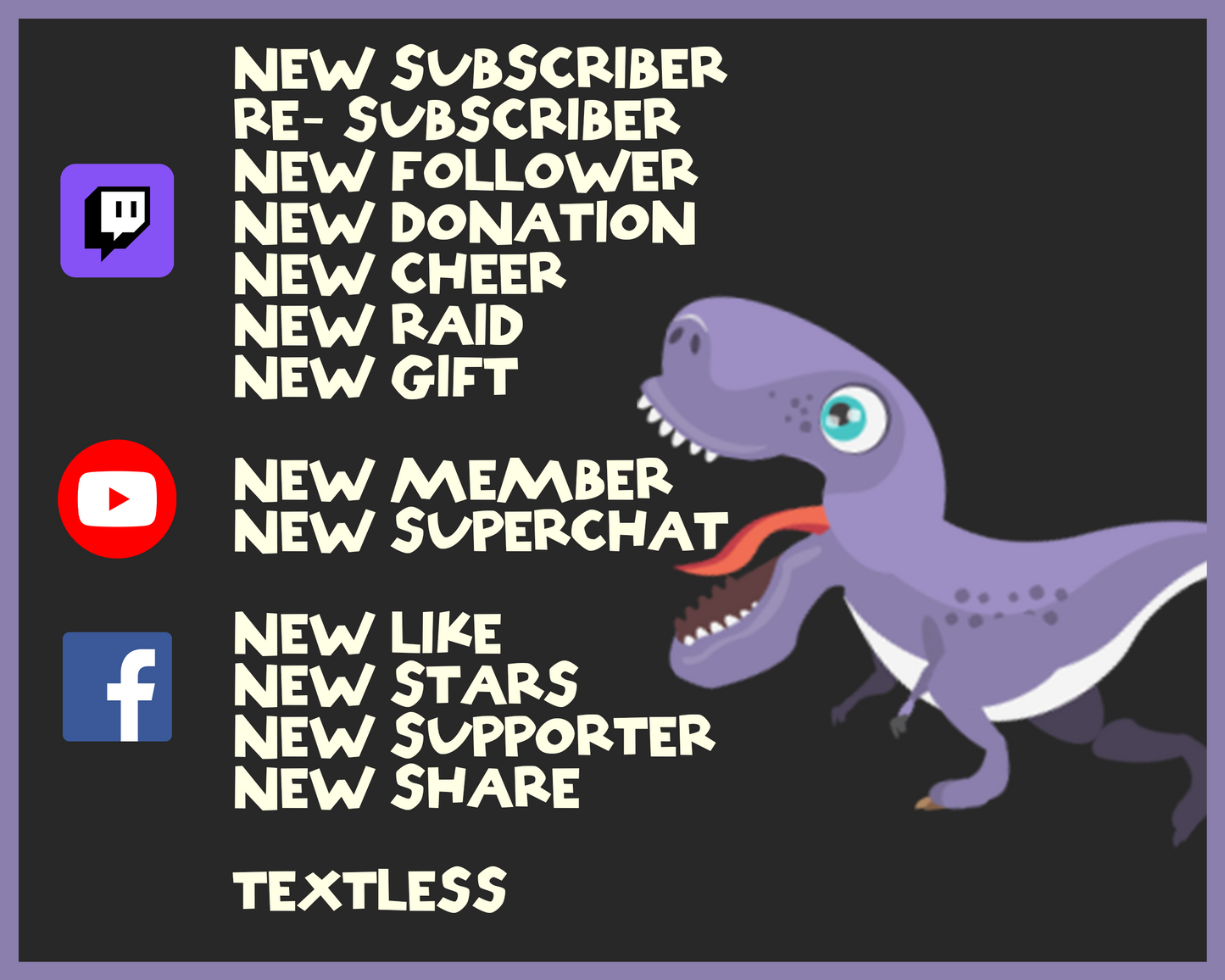 Dinosaur Twitch Stream Alerts