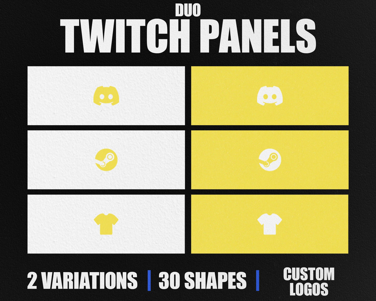 Duo Stream Panels with Paper Texture for Twitch, YouTube, Facebook and Kick Streamers, Sleek Cool Minimal Overlay Designs, Easy to Implement