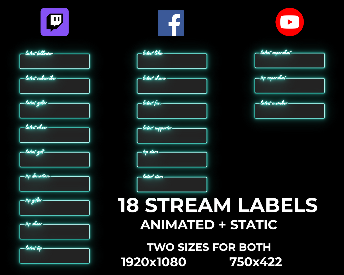 Neon Twitch Stream Labels