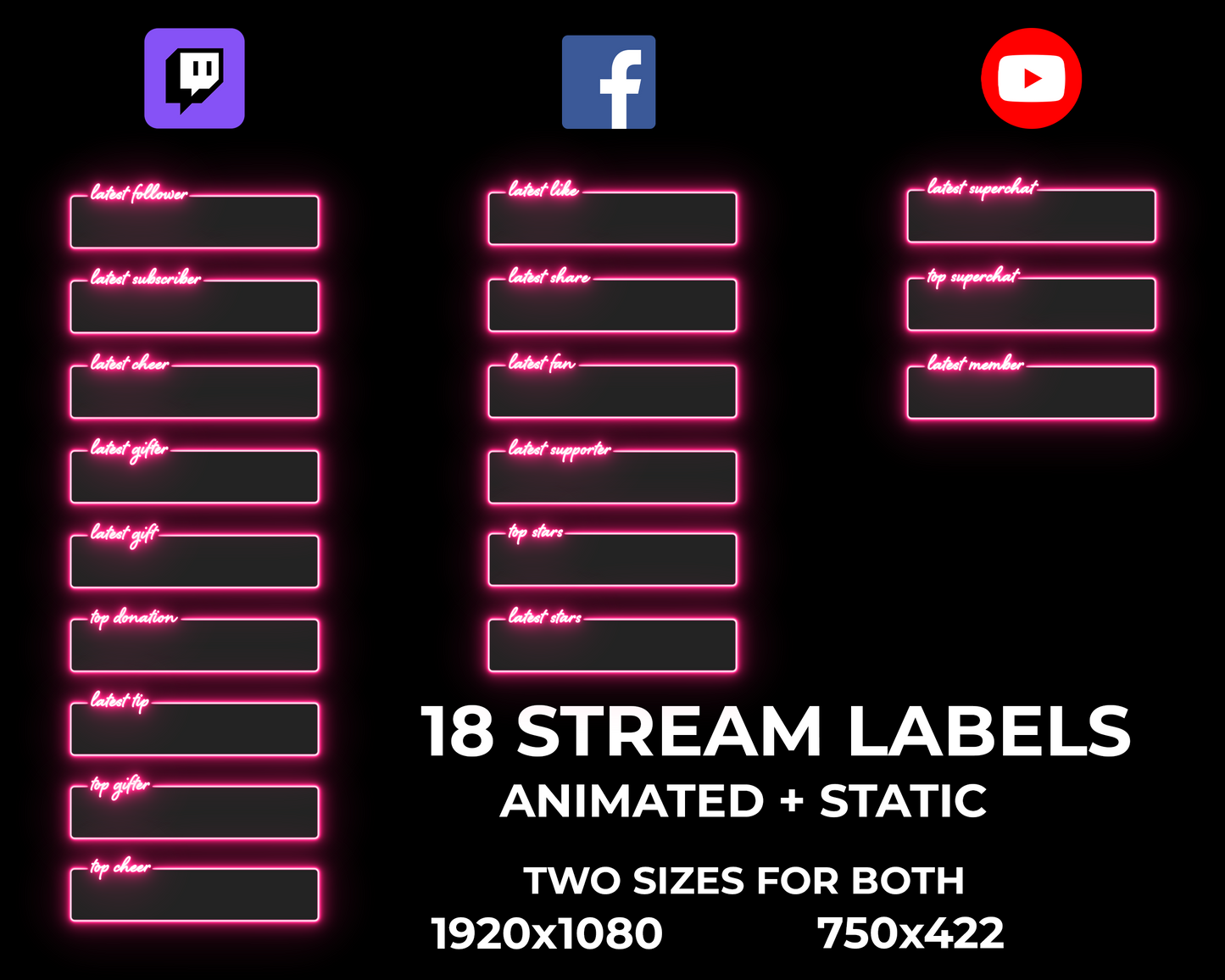 Neon Twitch Stream Labels