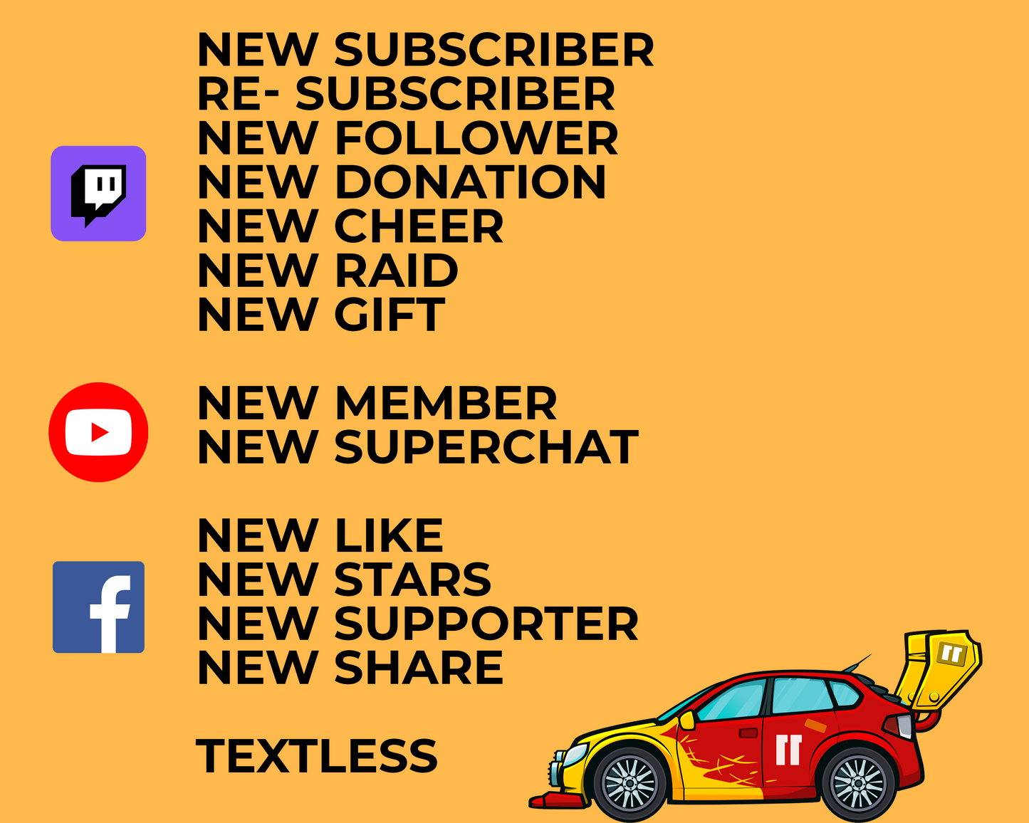 Rally Car Twitch Stream Alerts