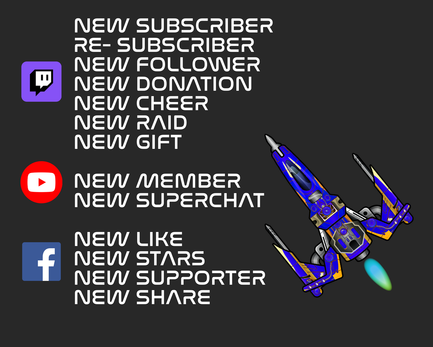Retro Space Shooter Twitch Stream Alerts
