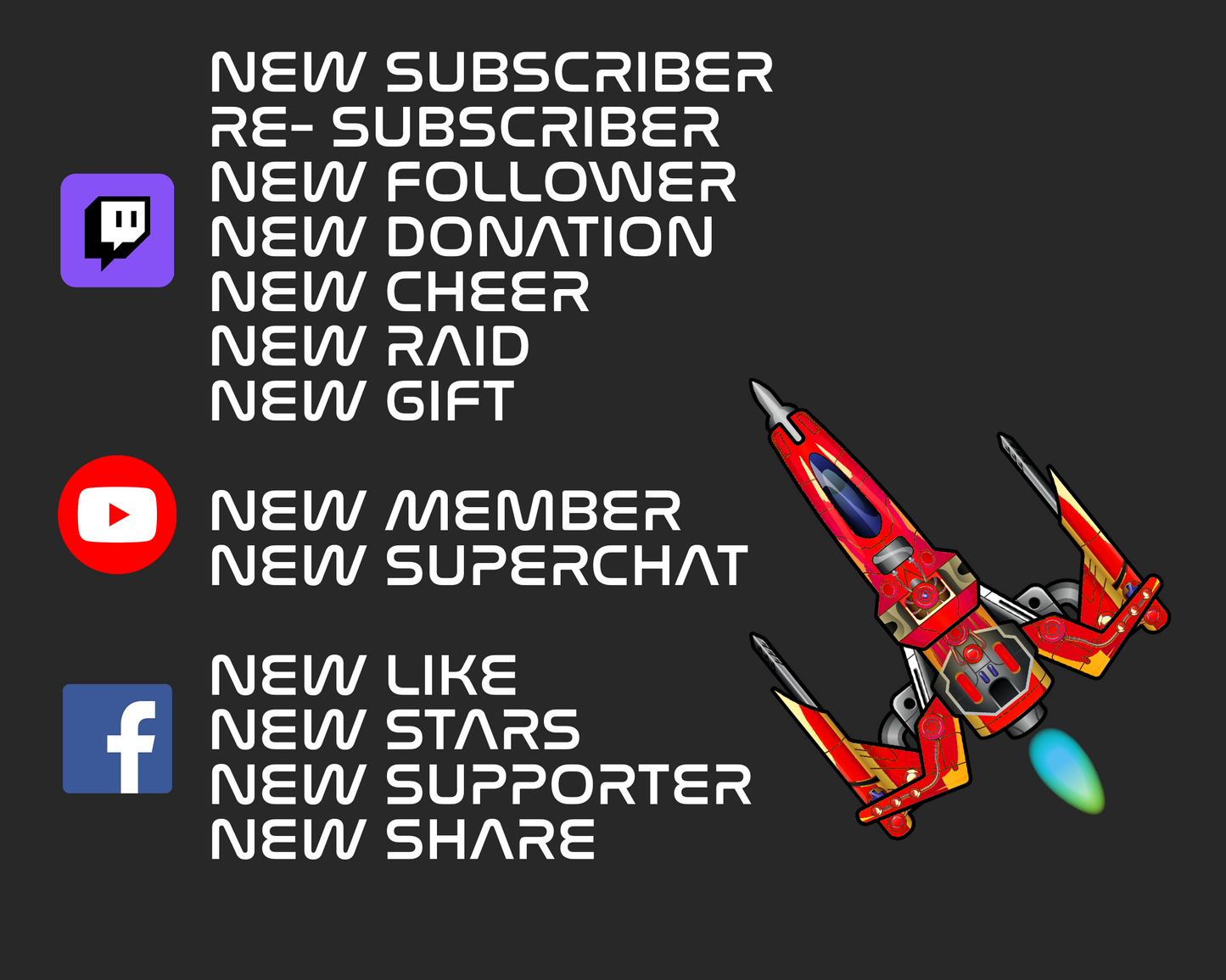 Retro Space Shooter Twitch Stream Alerts