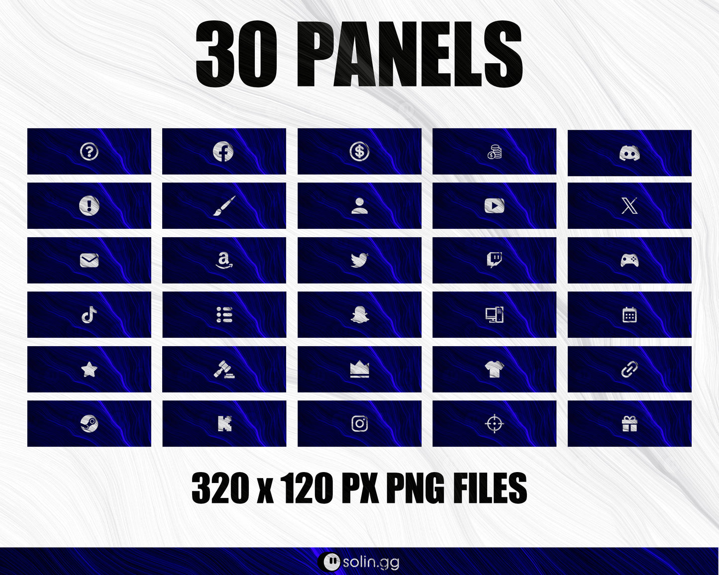 Wavy Lines Stream Panels for Twitch, YouTube, Facebook and Kick Streamers, Sleek Cool Minimal Overlay Designs, Easy to Implement