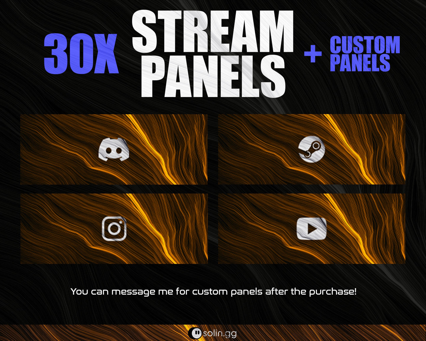 Wavy Lines Stream Panels for Twitch, YouTube, Facebook and Kick Streamers, Sleek Cool Minimal Overlay Designs, Easy to Implement