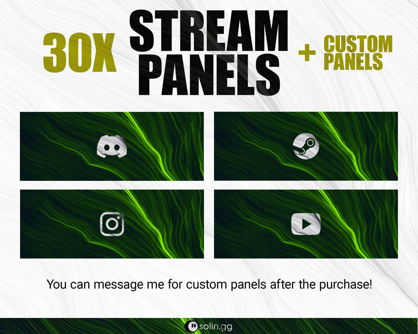 Wavy Lines Stream Panels for Twitch, YouTube, Facebook and Kick Streamers, Sleek Cool Minimal Overlay Designs, Easy to Implement