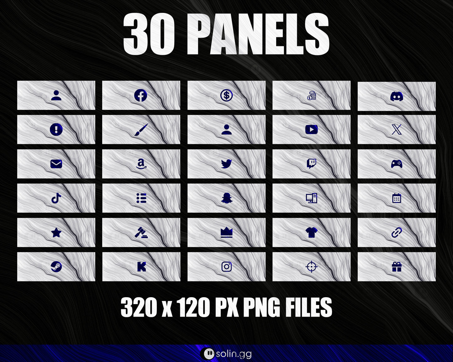 Wavy Lines Stream Panels for Twitch, YouTube, Facebook and Kick Streamers, Sleek Cool Minimal Overlay Designs, Easy to Implement