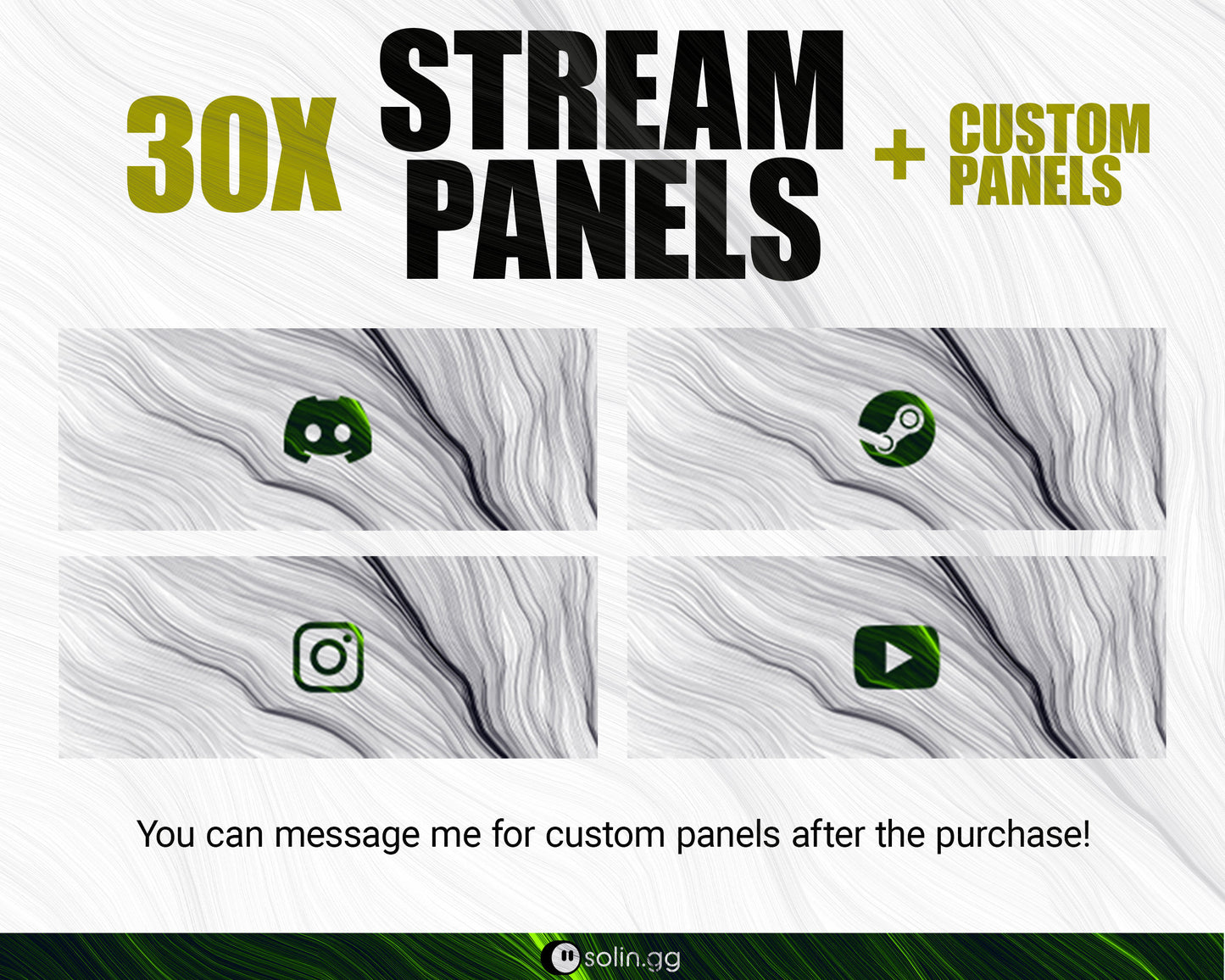 Wavy Lines Stream Panels for Twitch, YouTube, Facebook and Kick Streamers, Sleek Cool Minimal Overlay Designs, Easy to Implement