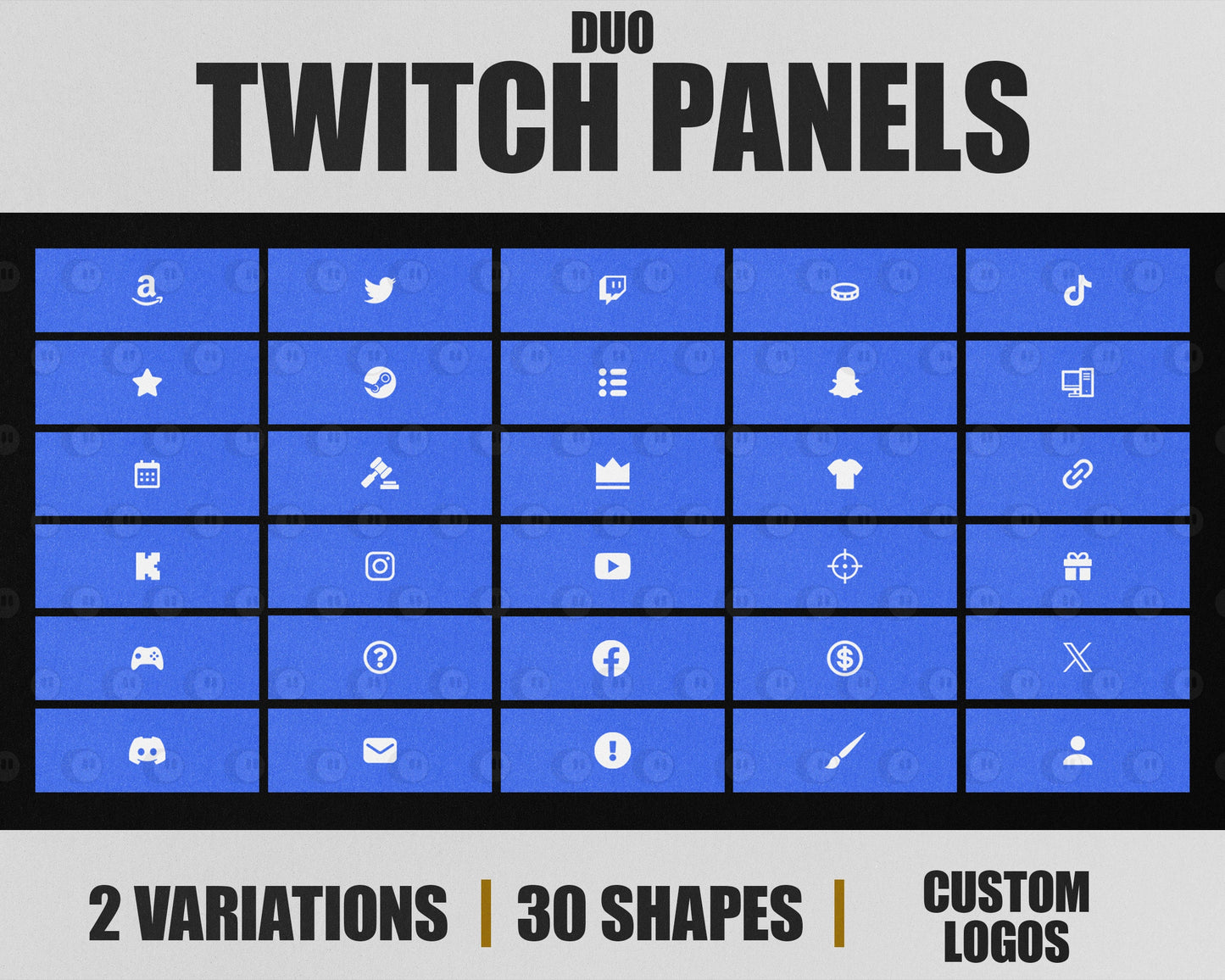 Duo Stream Panels with Paper Texture for Twitch, YouTube, Facebook and Kick Streamers, Sleek Cool Minimal Overlay Designs, Easy to Implement