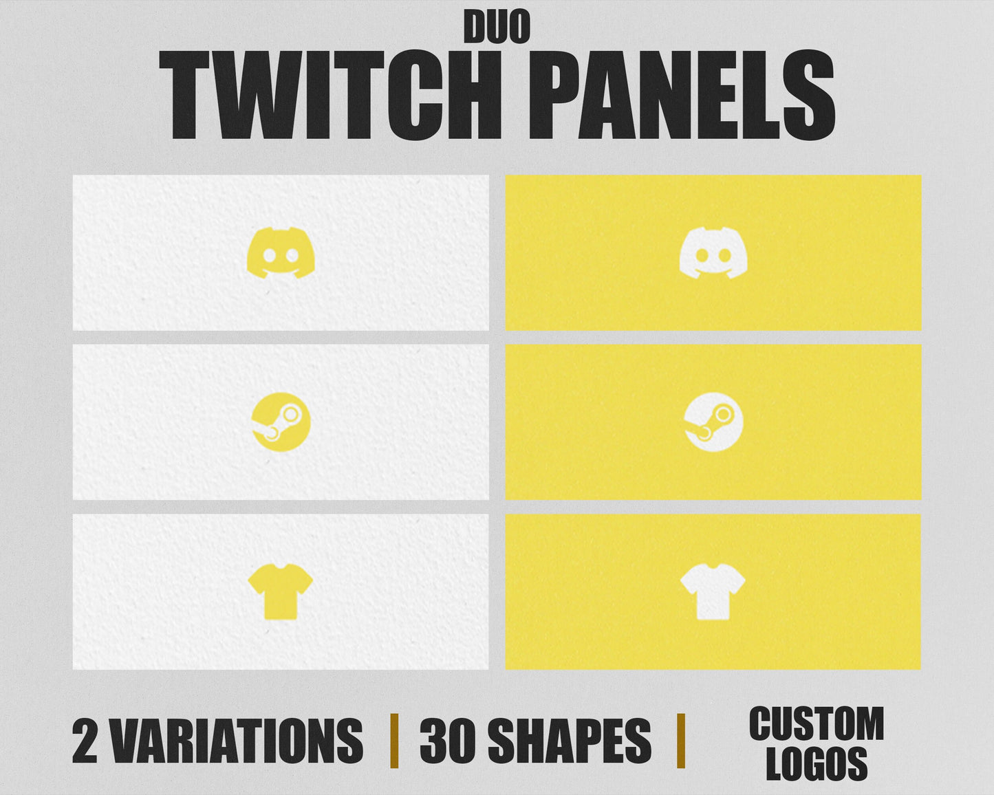 Duo Stream Panels with Paper Texture for Twitch, YouTube, Facebook and Kick Streamers, Sleek Cool Minimal Overlay Designs, Easy to Implement