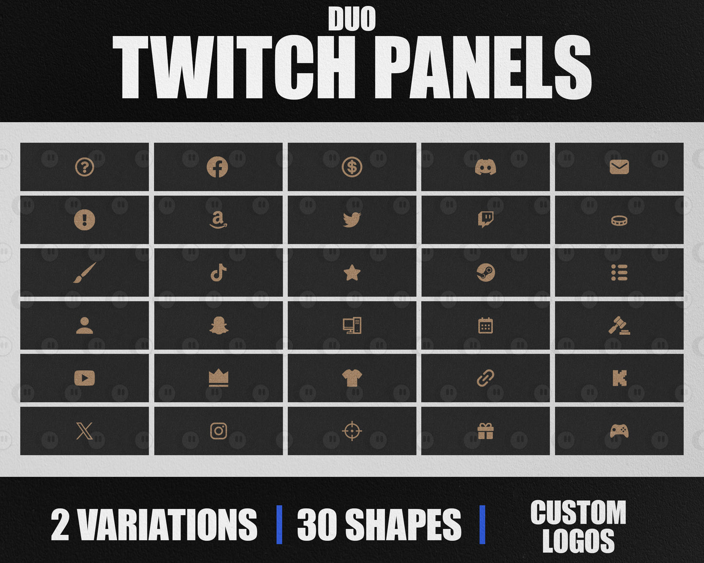 Duo Stream Panels with Paper Texture for Twitch, YouTube, Facebook and Kick Streamers, Sleek Cool Minimal Overlay Designs, Easy to Implement