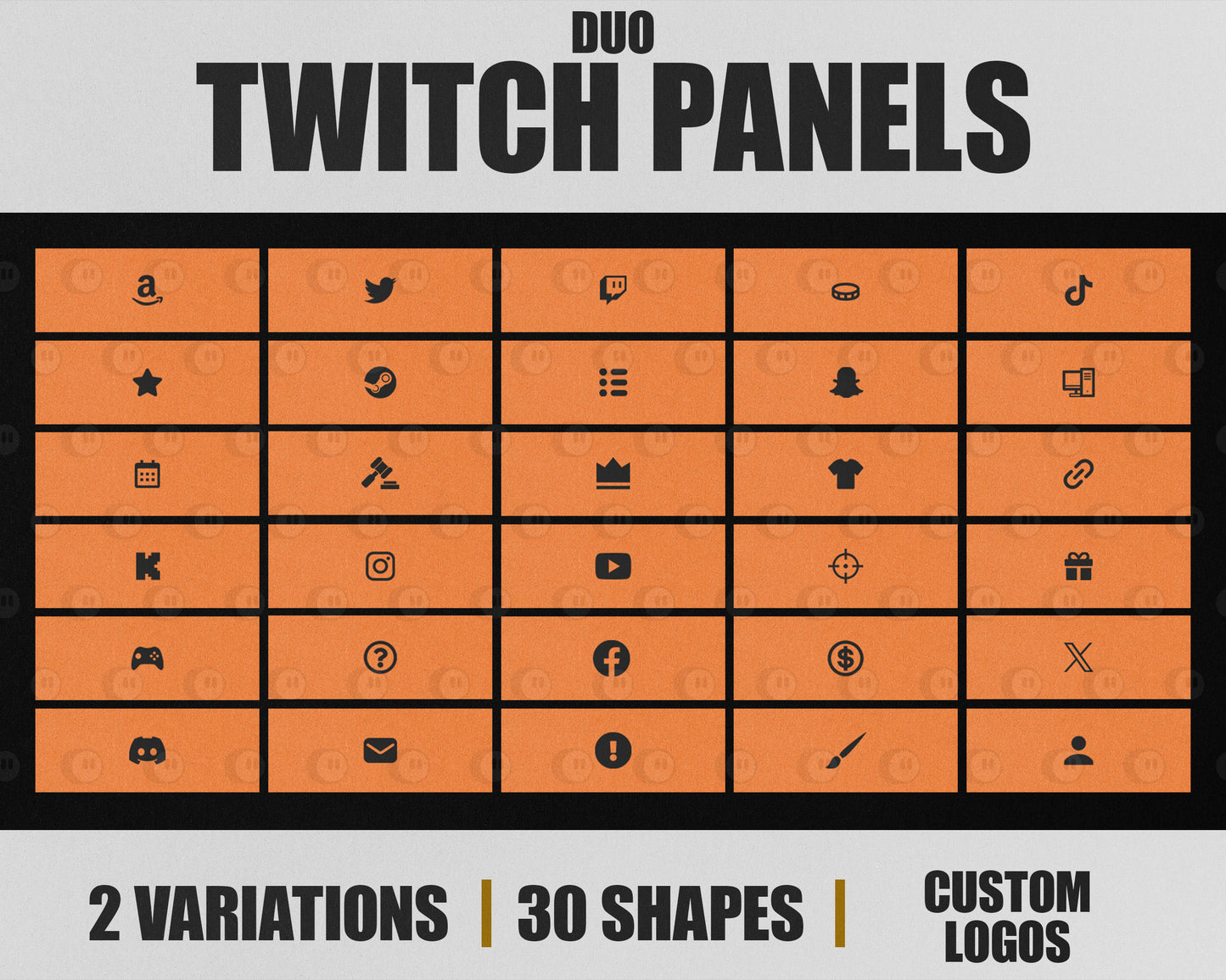 Duo Stream Panels with Paper Texture for Twitch, YouTube, Facebook and Kick Streamers, Sleek Cool Minimal Overlay Designs, Easy to Implement