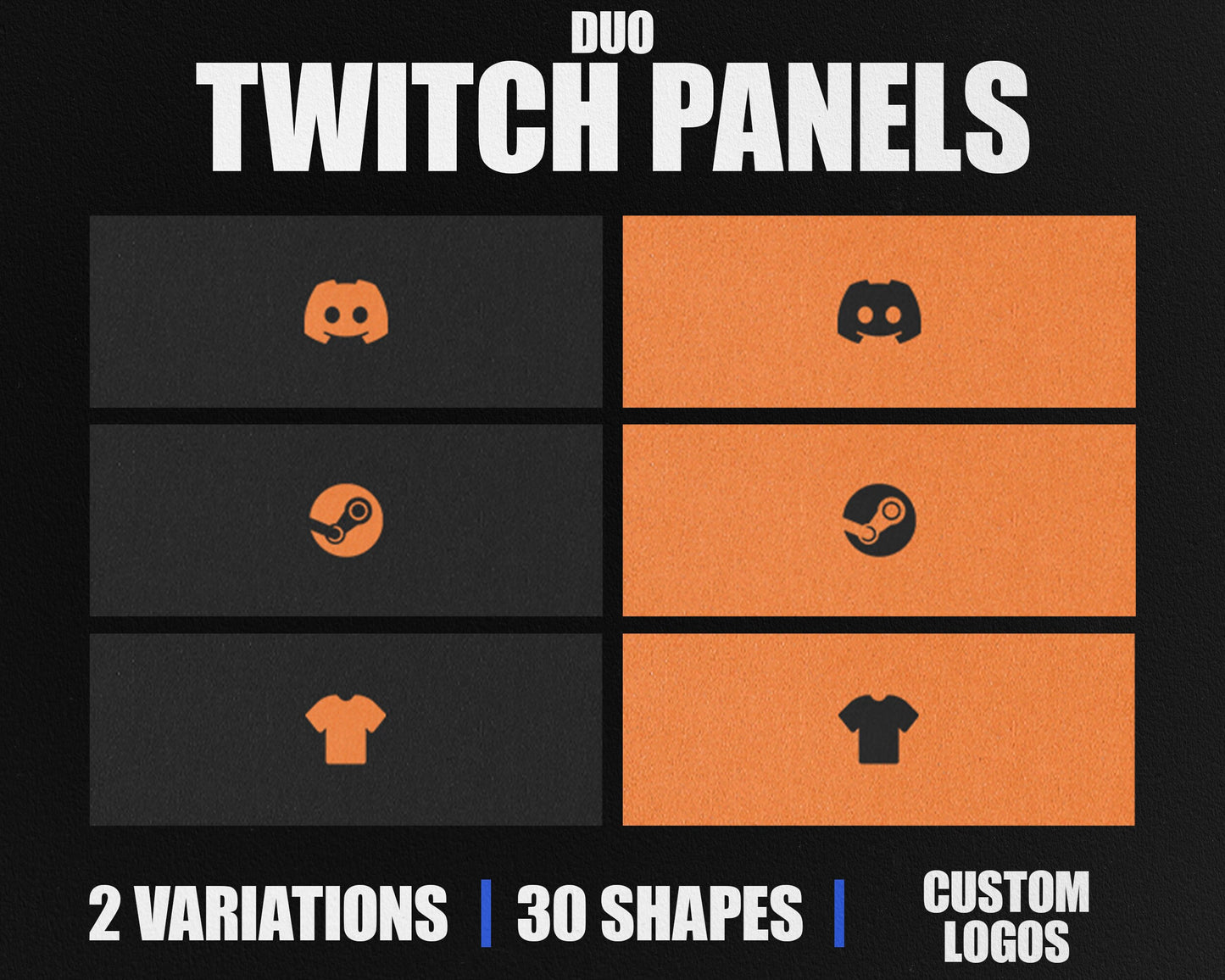 Duo Stream Panels with Paper Texture for Twitch, YouTube, Facebook and Kick Streamers, Sleek Cool Minimal Overlay Designs, Easy to Implement