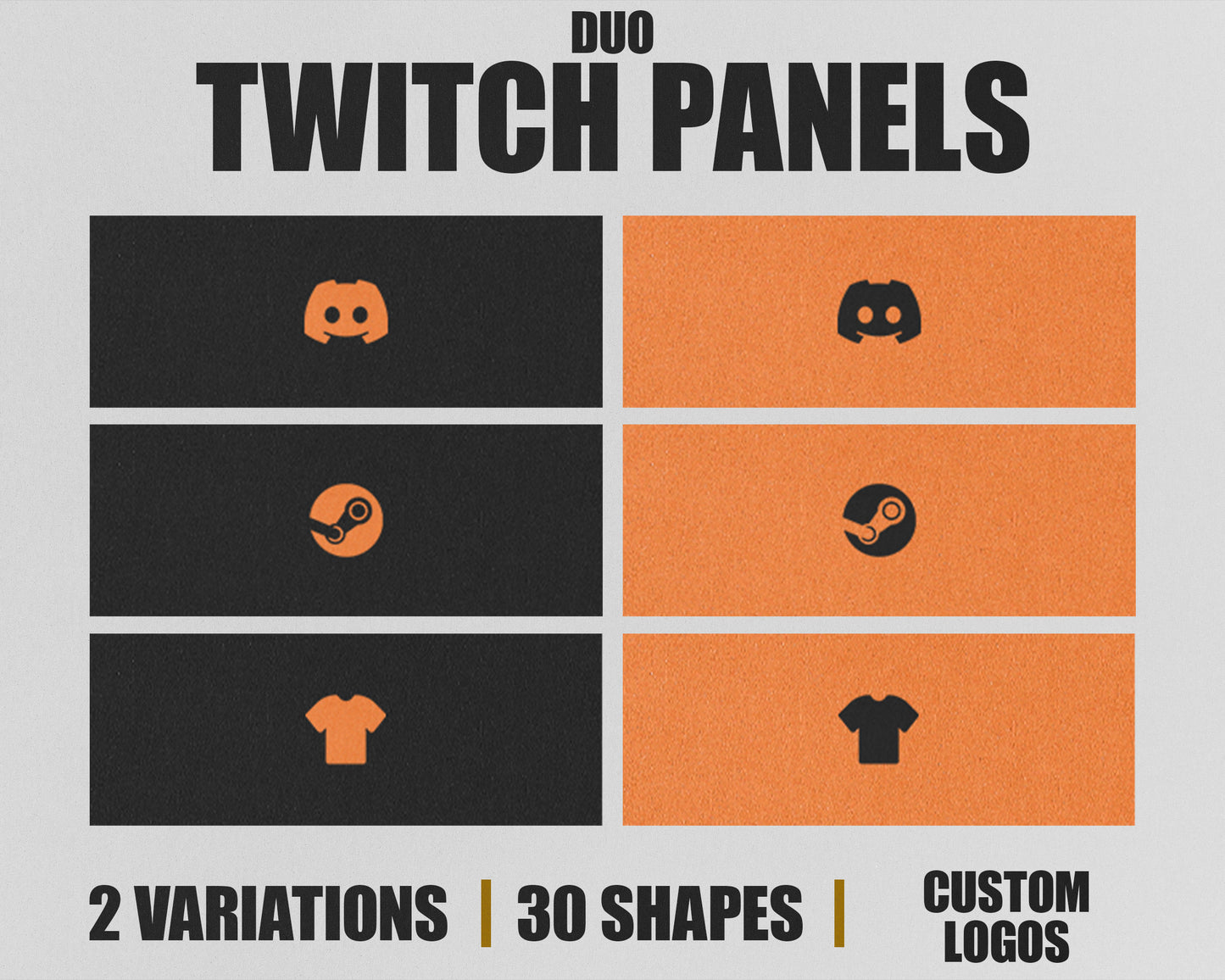 Duo Stream Panels with Paper Texture for Twitch, YouTube, Facebook and Kick Streamers, Sleek Cool Minimal Overlay Designs, Easy to Implement