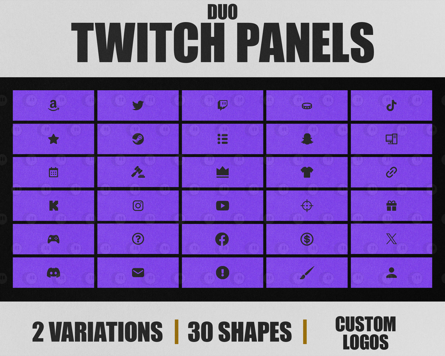 Duo Stream Panels with Paper Texture for Twitch, YouTube, Facebook and Kick Streamers, Sleek Cool Minimal Overlay Designs, Easy to Implement