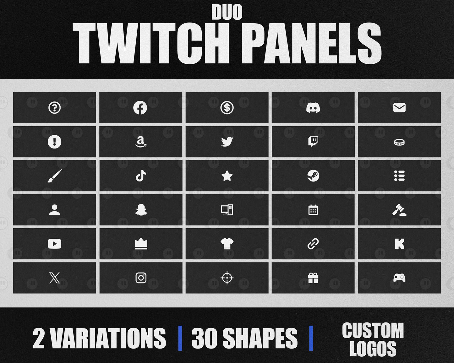 Duo Stream Panels with Paper Texture for Twitch, YouTube, Facebook and Kick Streamers, Sleek Cool Minimal Overlay Designs, Easy to Implement