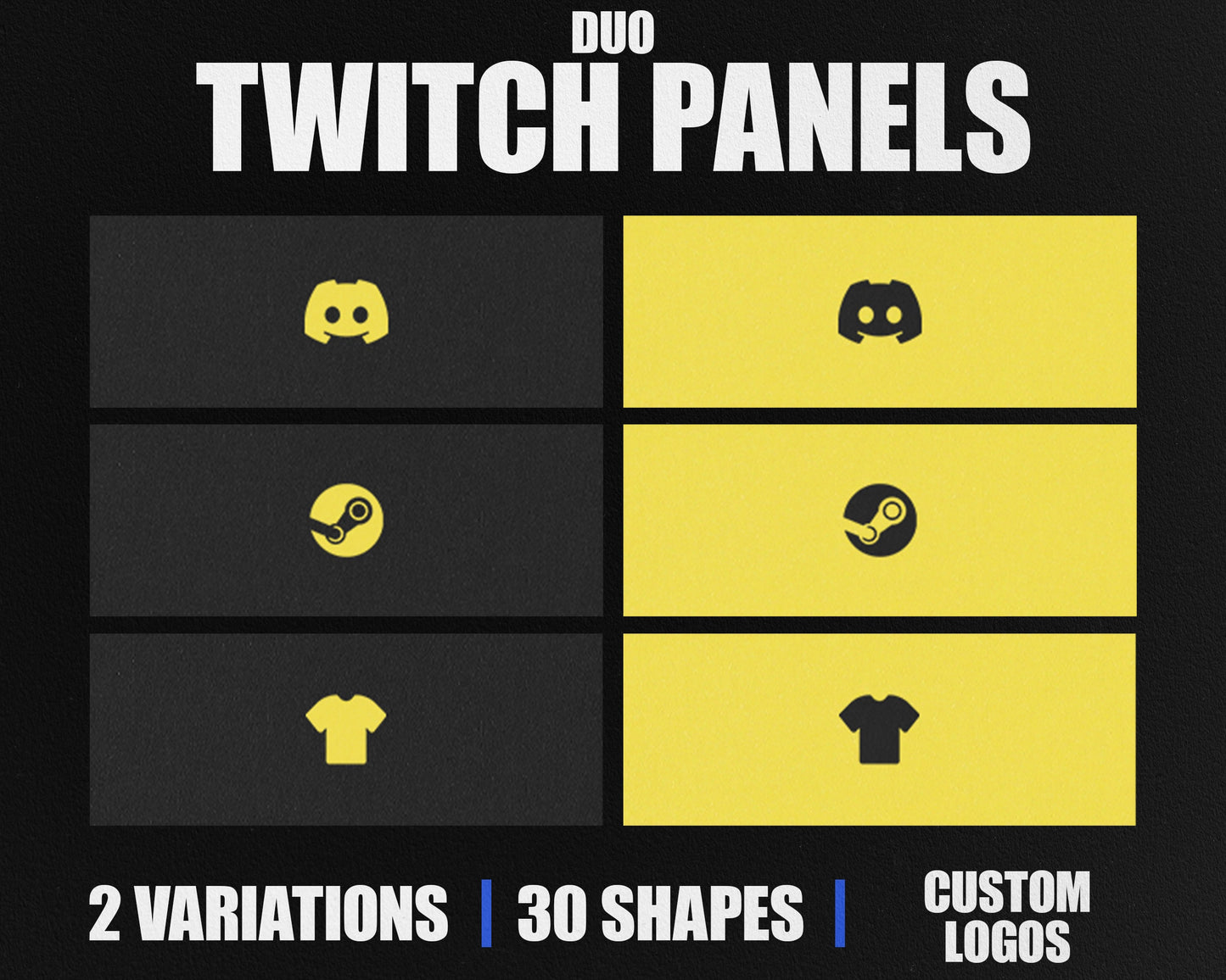 Duo Stream Panels with Paper Texture for Twitch, YouTube, Facebook and Kick Streamers, Sleek Cool Minimal Overlay Designs, Easy to Implement