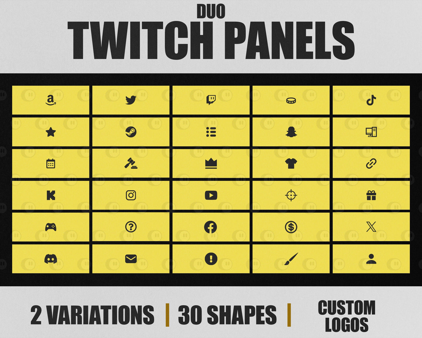Duo Stream Panels with Paper Texture for Twitch, YouTube, Facebook and Kick Streamers, Sleek Cool Minimal Overlay Designs, Easy to Implement