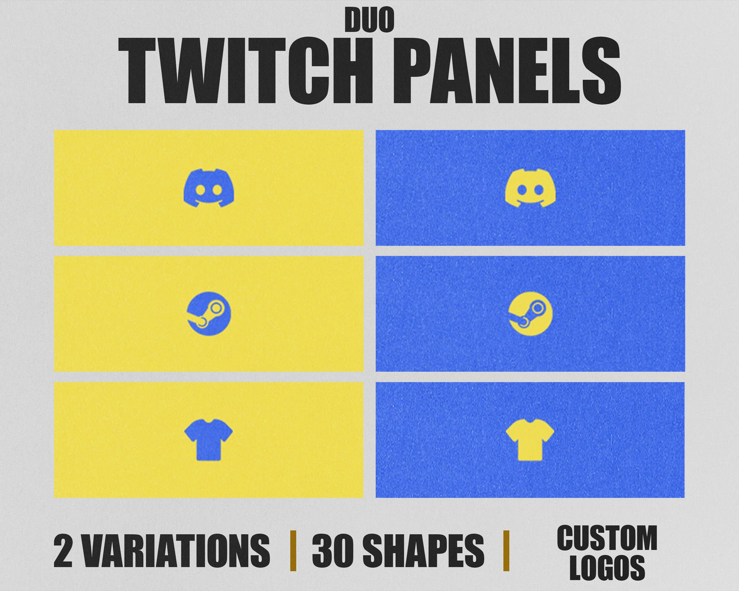 Duo Stream Panels with Paper Texture for Twitch, YouTube, Facebook and Kick Streamers, Sleek Cool Minimal Overlay Designs, Easy to Implement