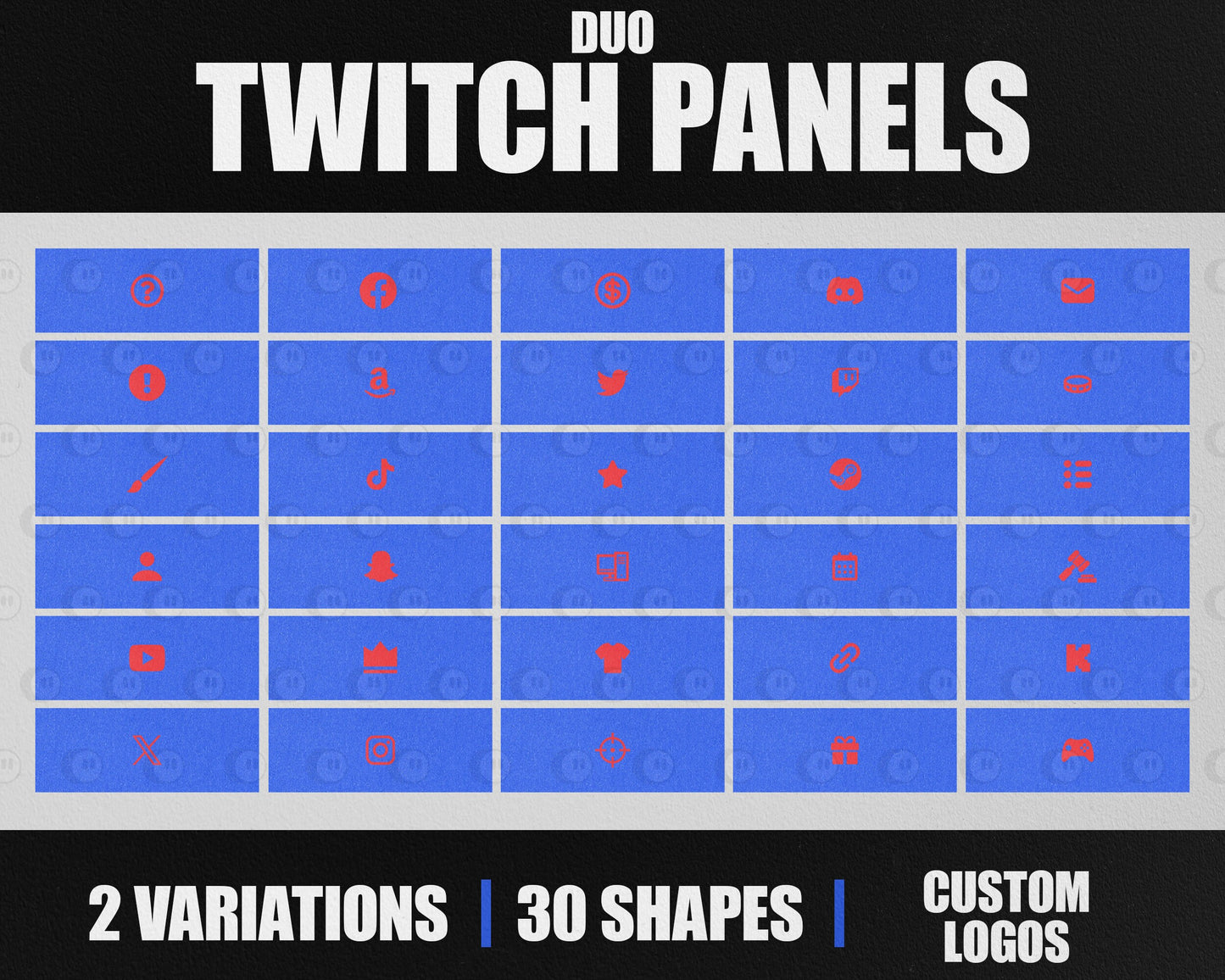 Duo Stream Panels with Paper Texture for Twitch, YouTube, Facebook and Kick Streamers, Sleek Cool Minimal Overlay Designs, Easy to Implement