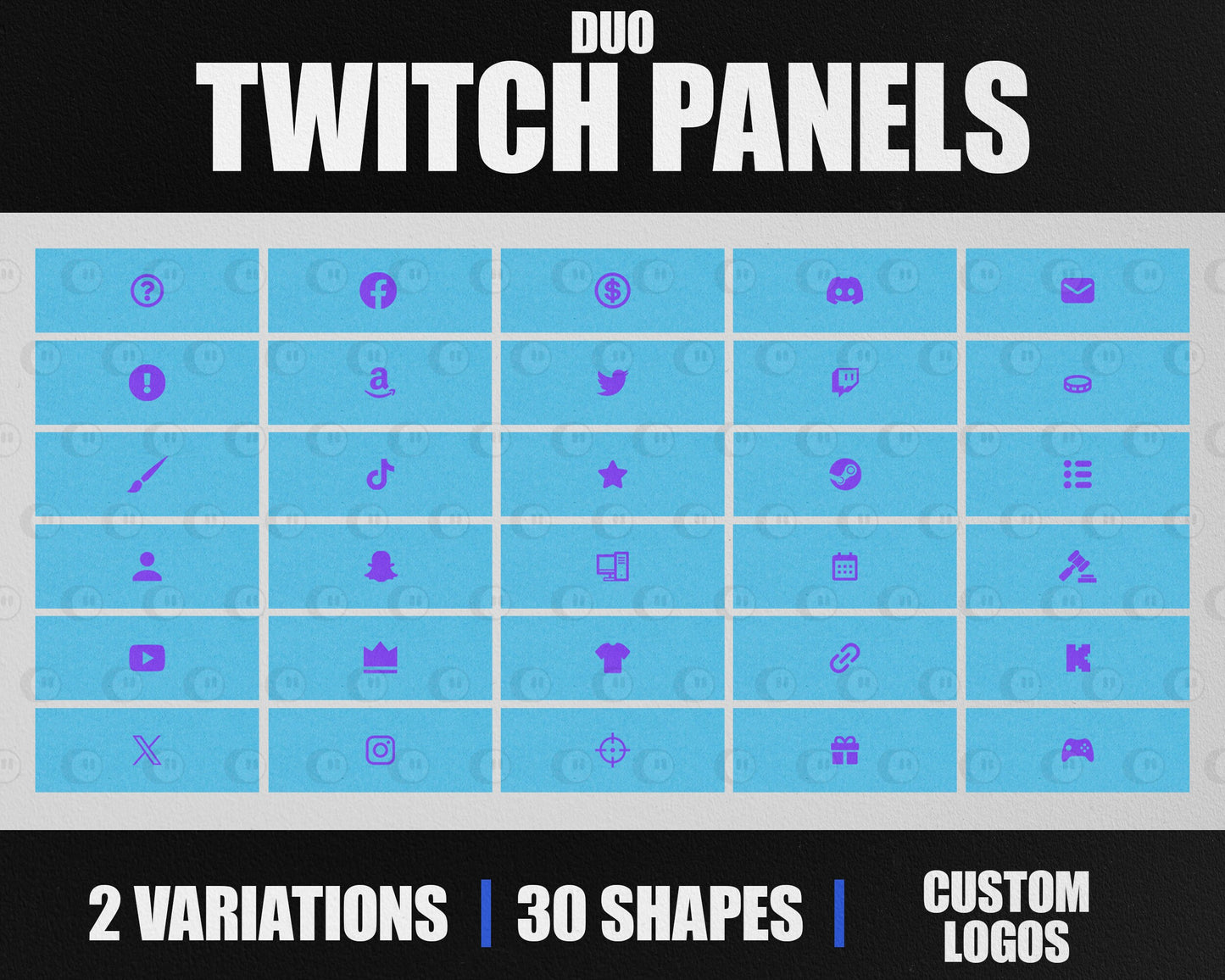 Duo Stream Panels with Paper Texture for Twitch, YouTube, Facebook and Kick Streamers, Sleek Cool Minimal Overlay Designs, Easy to Implement