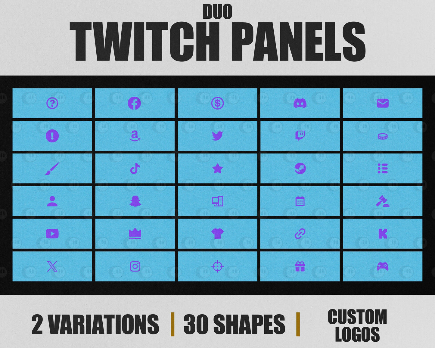 Duo Stream Panels with Paper Texture for Twitch, YouTube, Facebook and Kick Streamers, Sleek Cool Minimal Overlay Designs, Easy to Implement