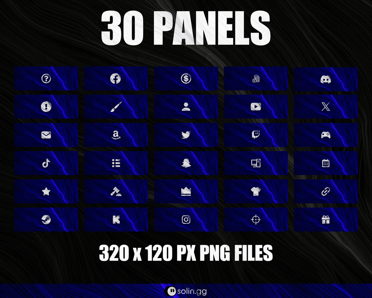 Wavy Lines Stream Panels for Twitch, YouTube, Facebook and Kick Streamers, Sleek Cool Minimal Overlay Designs, Easy to Implement