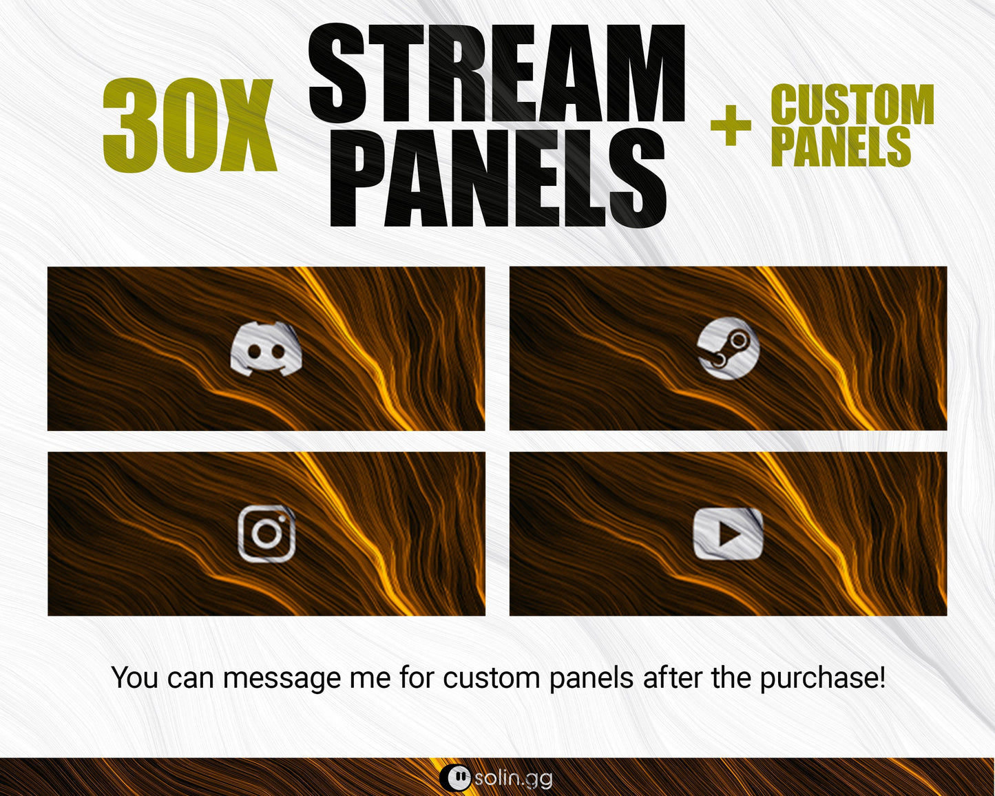 Wavy Lines Stream Panels for Twitch, YouTube, Facebook and Kick Streamers, Sleek Cool Minimal Overlay Designs, Easy to Implement