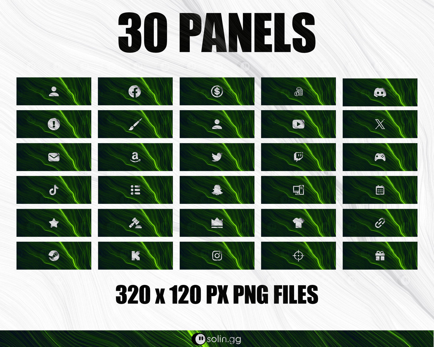 Wavy Lines Stream Panels for Twitch, YouTube, Facebook and Kick Streamers, Sleek Cool Minimal Overlay Designs, Easy to Implement