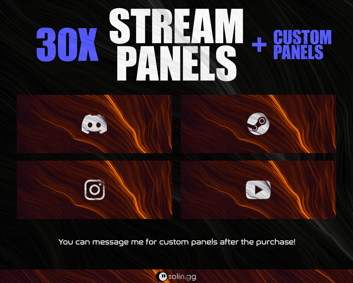 Wavy Lines Stream Panels for Twitch, YouTube, Facebook and Kick Streamers, Sleek Cool Minimal Overlay Designs, Easy to Implement