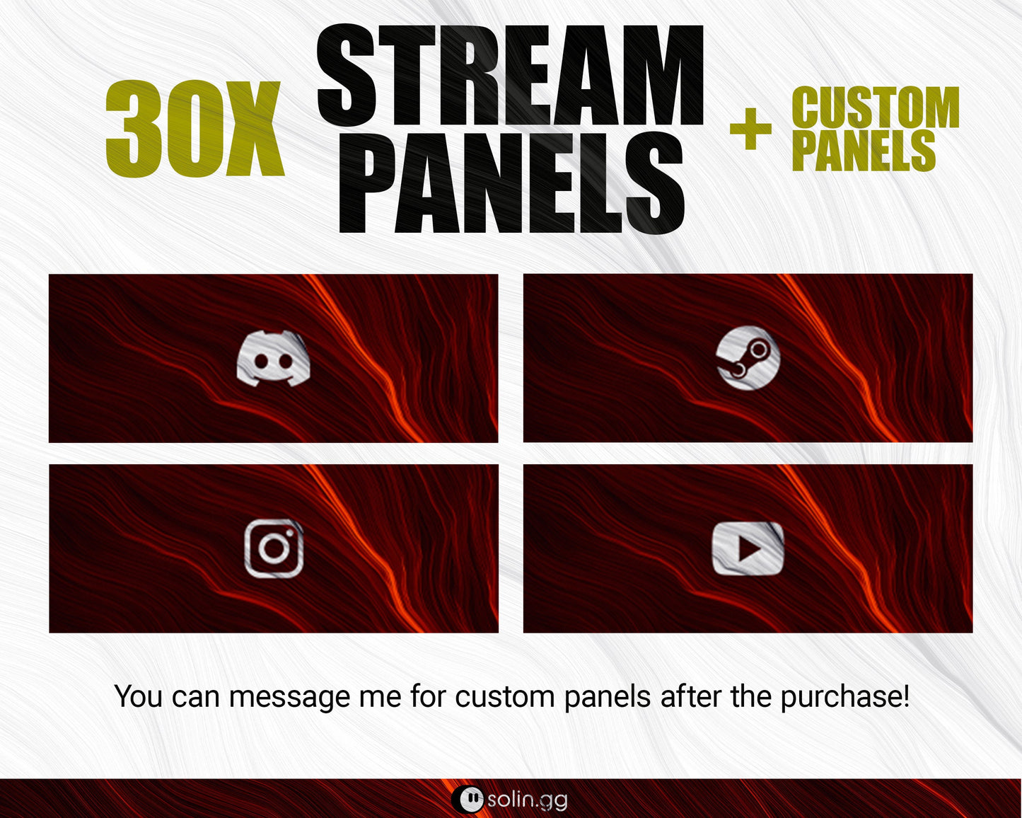 Wavy Lines Stream Panels for Twitch, YouTube, Facebook and Kick Streamers, Sleek Cool Minimal Overlay Designs, Easy to Implement