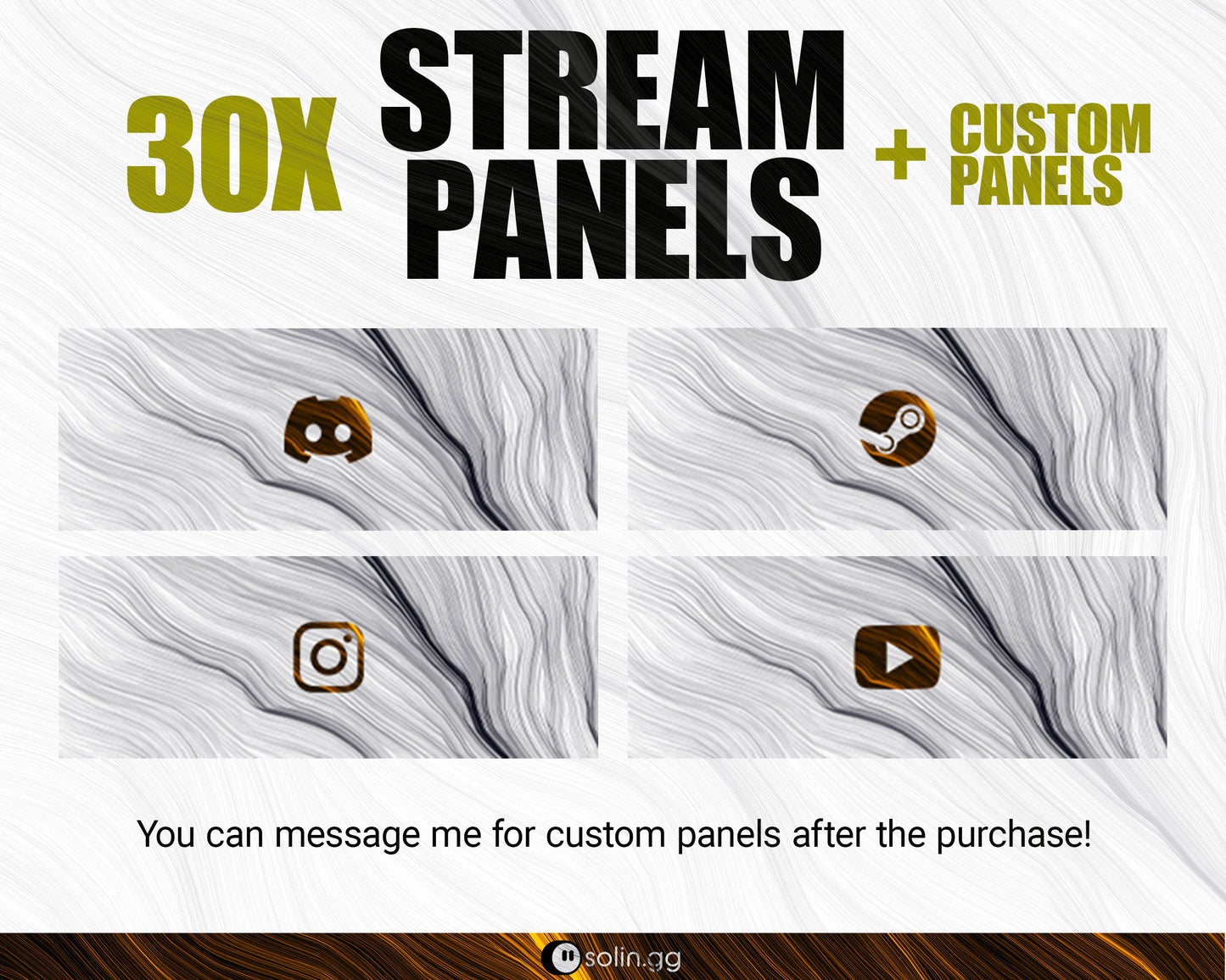 Wavy Lines Stream Panels for Twitch, YouTube, Facebook and Kick Streamers, Sleek Cool Minimal Overlay Designs, Easy to Implement