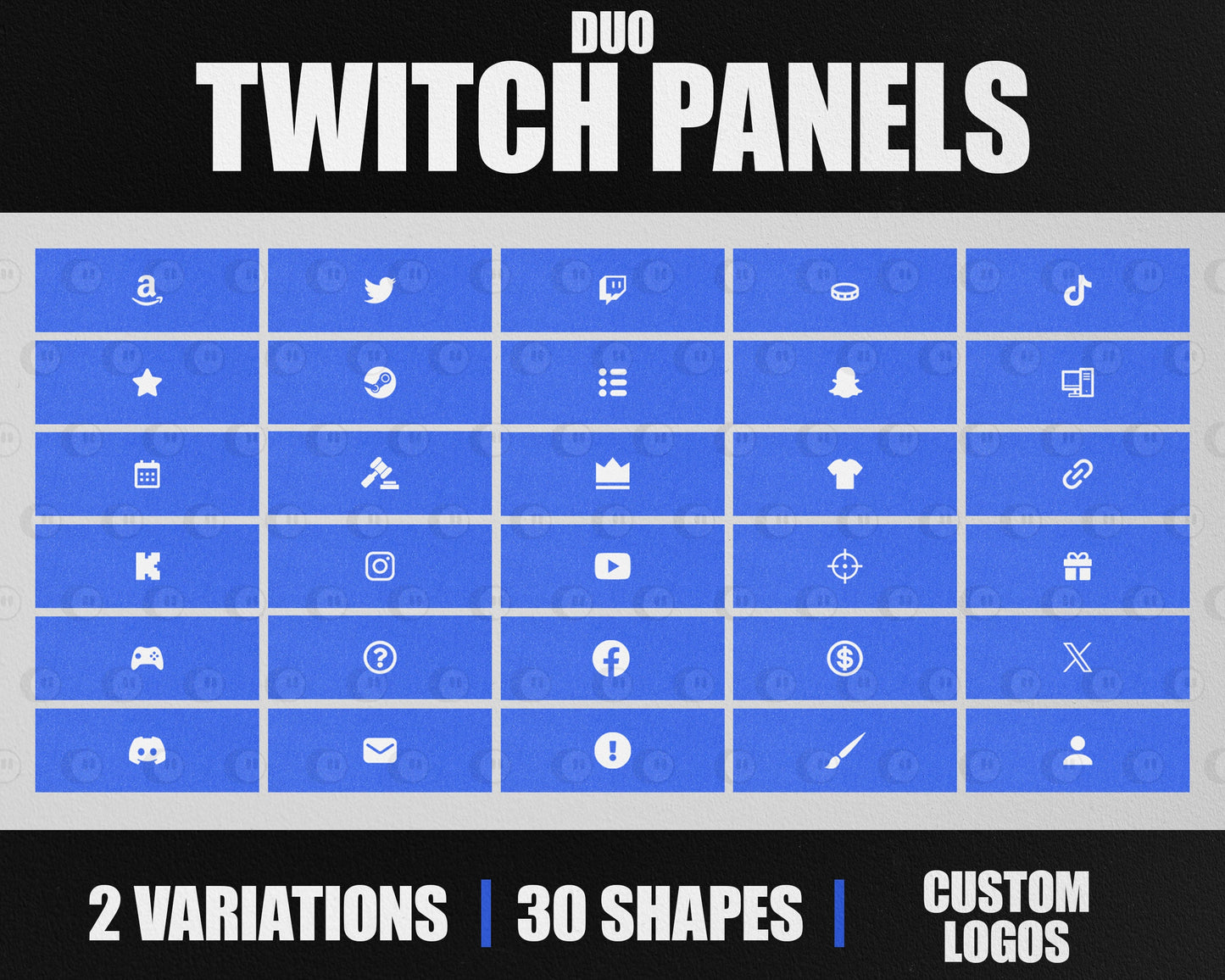 Duo Stream Panels with Paper Texture for Twitch, YouTube, Facebook and Kick Streamers, Sleek Cool Minimal Overlay Designs, Easy to Implement