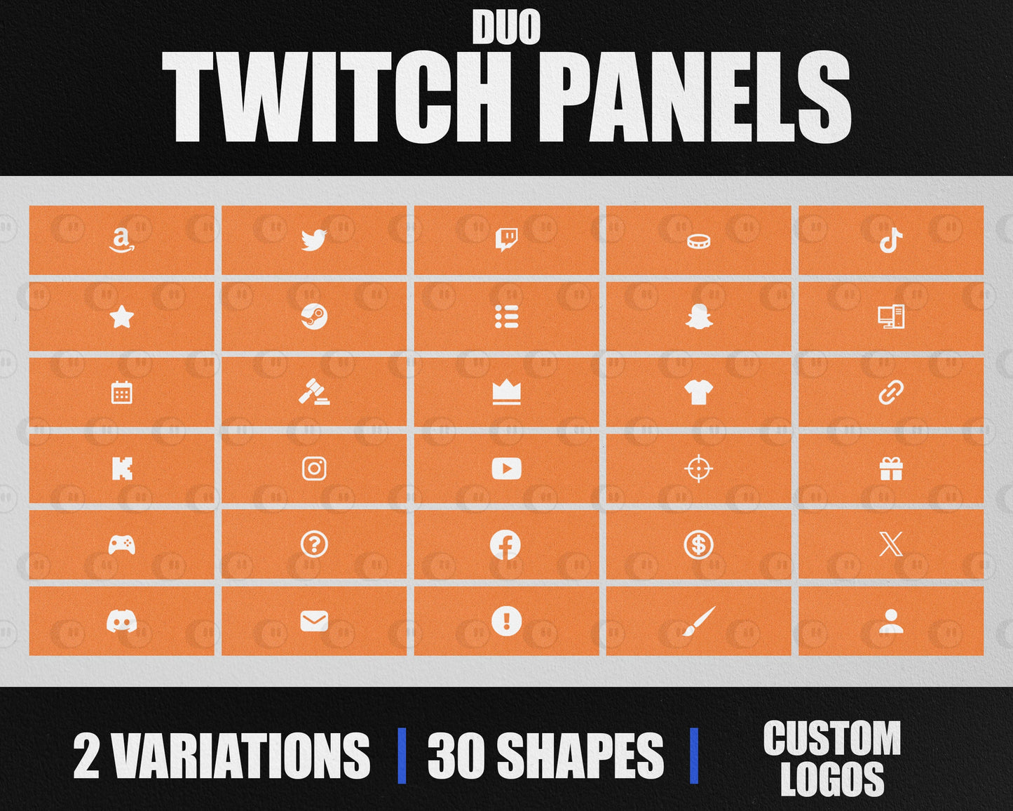 Duo Stream Panels with Paper Texture for Twitch, YouTube, Facebook and Kick Streamers, Sleek Cool Minimal Overlay Designs, Easy to Implement