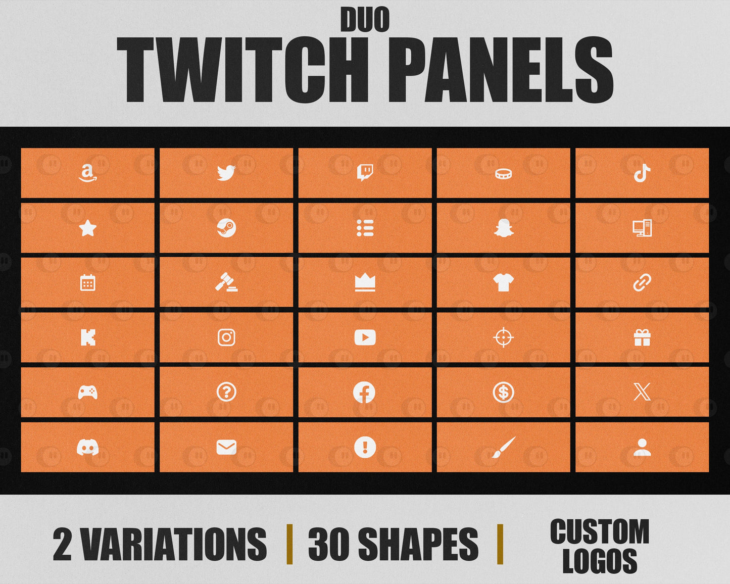 Duo Stream Panels with Paper Texture for Twitch, YouTube, Facebook and Kick Streamers, Sleek Cool Minimal Overlay Designs, Easy to Implement