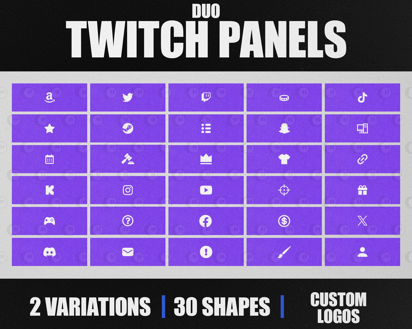 Duo Stream Panels with Paper Texture for Twitch, YouTube, Facebook and Kick Streamers, Sleek Cool Minimal Overlay Designs, Easy to Implement