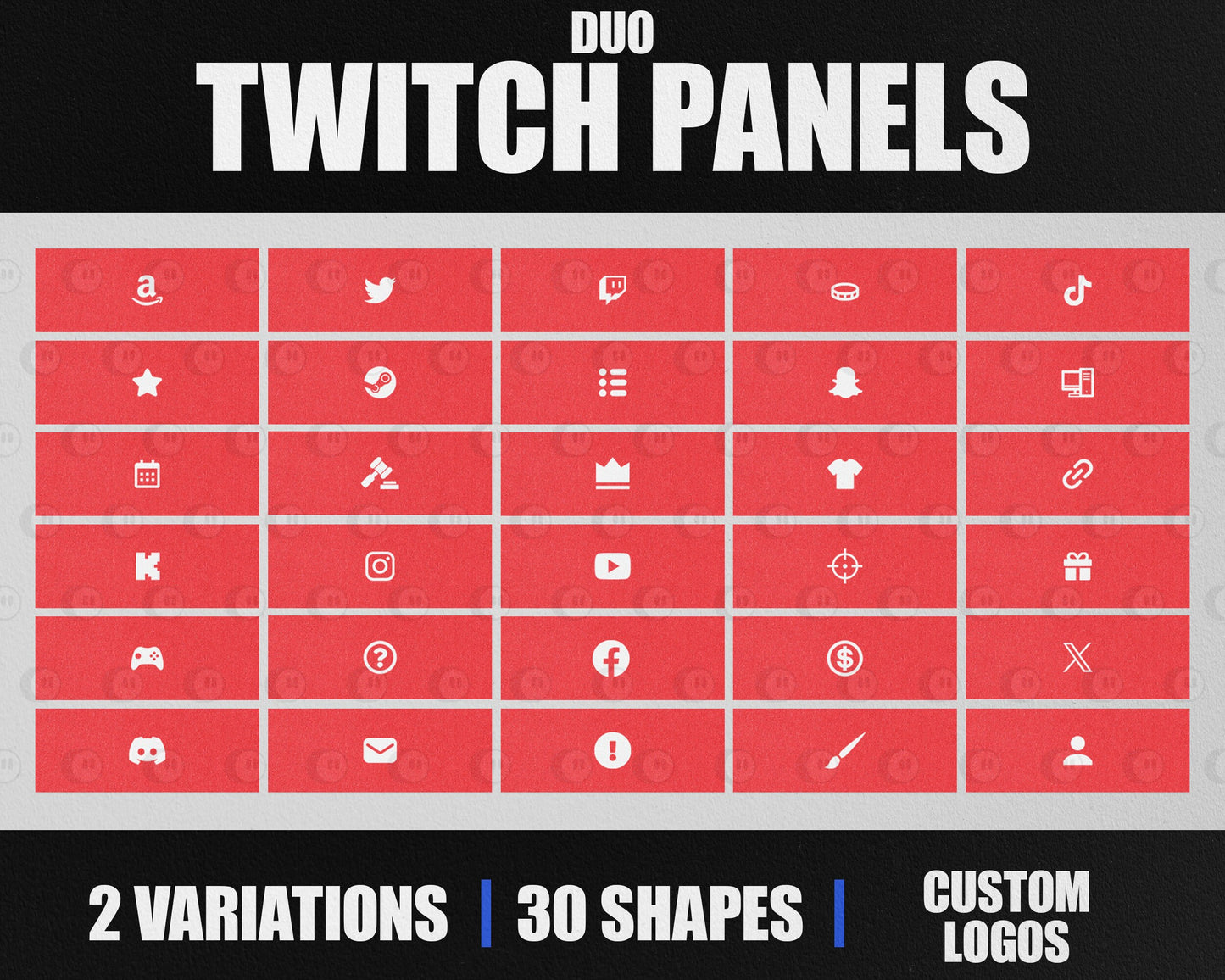 Duo Stream Panels with Paper Texture for Twitch, YouTube, Facebook and Kick Streamers, Sleek Cool Minimal Overlay Designs, Easy to Implement