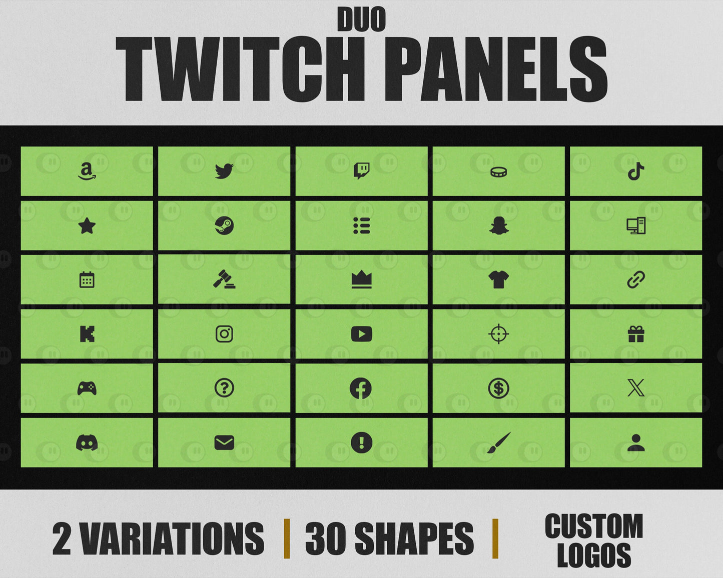 Duo Stream Panels with Paper Texture for Twitch, YouTube, Facebook and Kick Streamers, Sleek Cool Minimal Overlay Designs, Easy to Implement