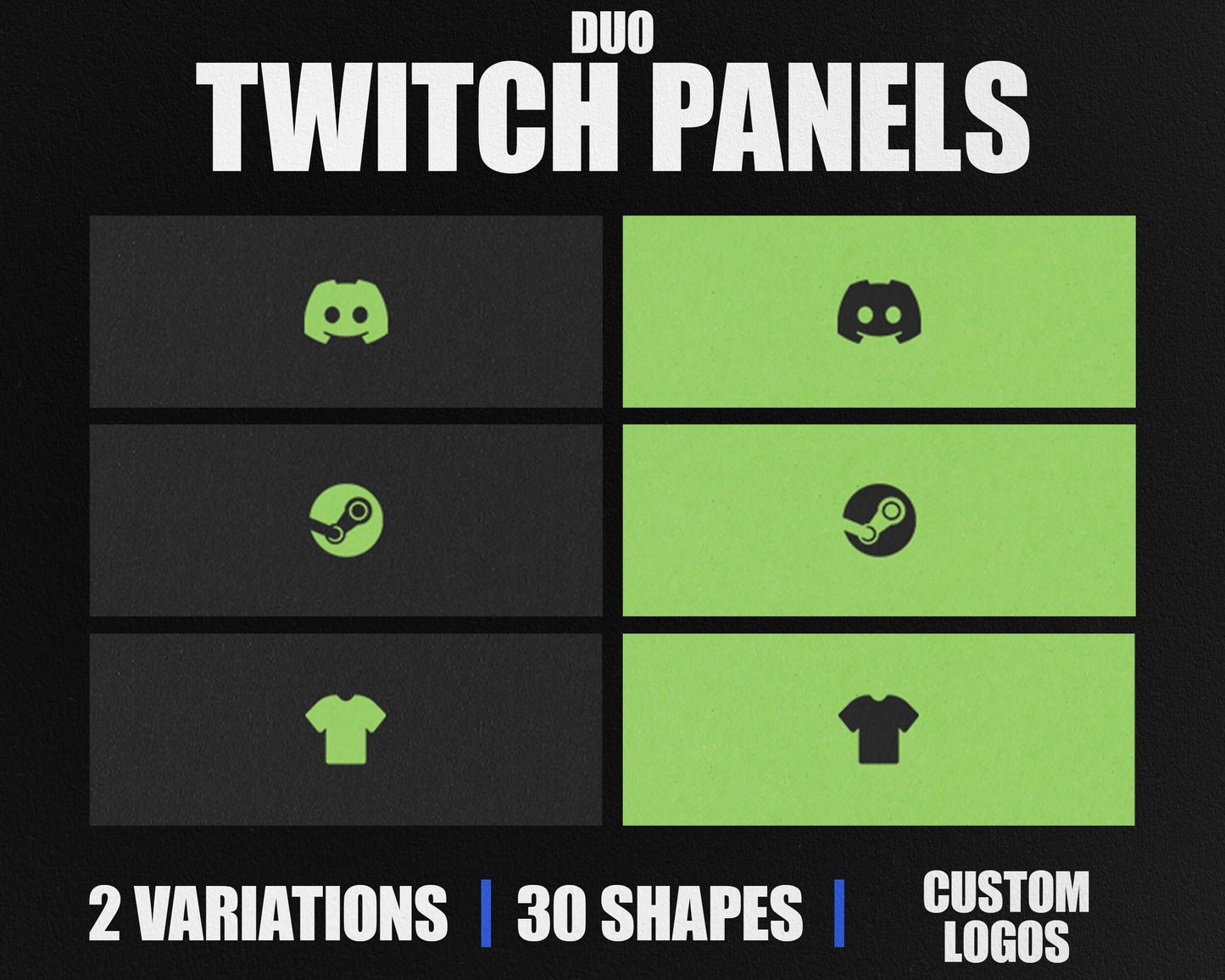 Duo Stream Panels with Paper Texture for Twitch, YouTube, Facebook and Kick Streamers, Sleek Cool Minimal Overlay Designs, Easy to Implement