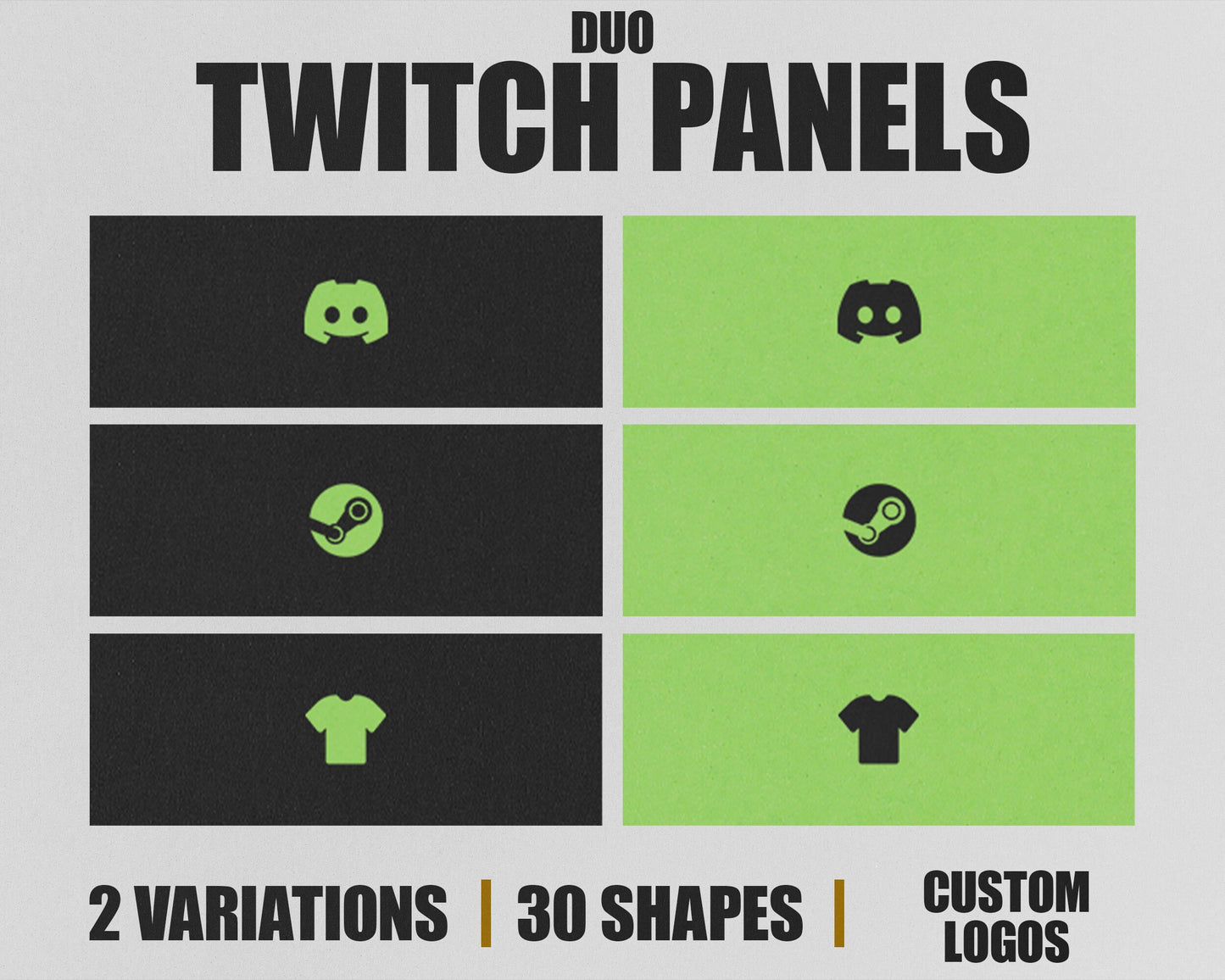 Duo Stream Panels with Paper Texture for Twitch, YouTube, Facebook and Kick Streamers, Sleek Cool Minimal Overlay Designs, Easy to Implement
