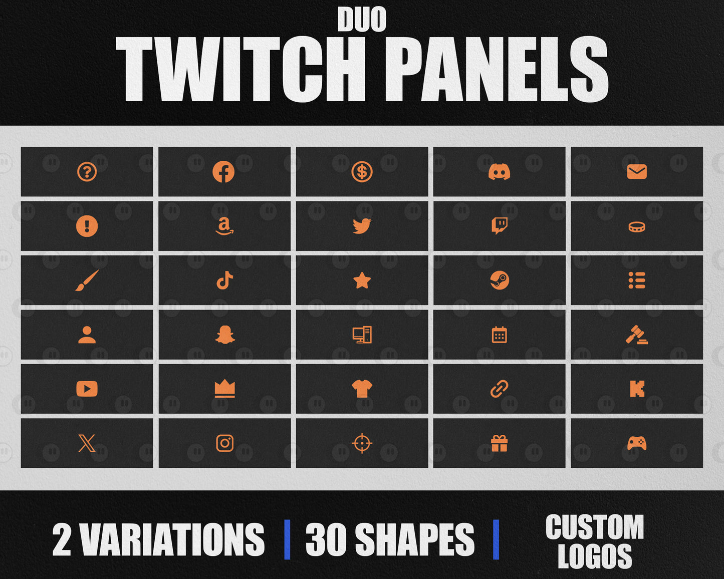 Duo Stream Panels with Paper Texture for Twitch, YouTube, Facebook and Kick Streamers, Sleek Cool Minimal Overlay Designs, Easy to Implement