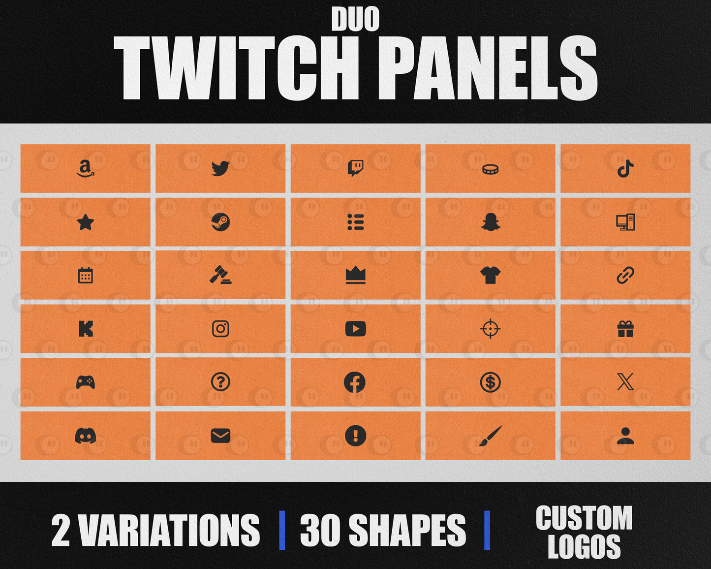 Duo Stream Panels with Paper Texture for Twitch, YouTube, Facebook and Kick Streamers, Sleek Cool Minimal Overlay Designs, Easy to Implement