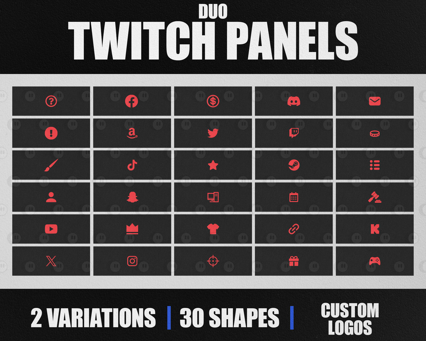 Duo Stream Panels with Paper Texture for Twitch, YouTube, Facebook and Kick Streamers, Sleek Cool Minimal Overlay Designs, Easy to Implement