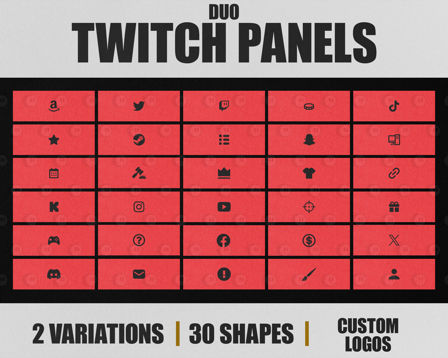 Duo Stream Panels with Paper Texture for Twitch, YouTube, Facebook and Kick Streamers, Sleek Cool Minimal Overlay Designs, Easy to Implement