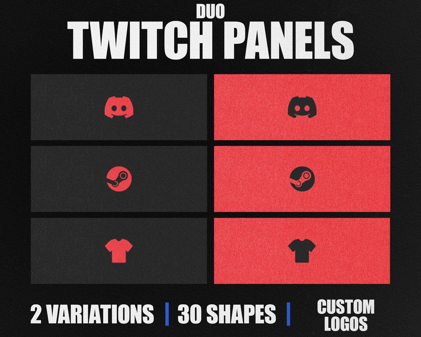 Duo Stream Panels with Paper Texture for Twitch, YouTube, Facebook and Kick Streamers, Sleek Cool Minimal Overlay Designs, Easy to Implement