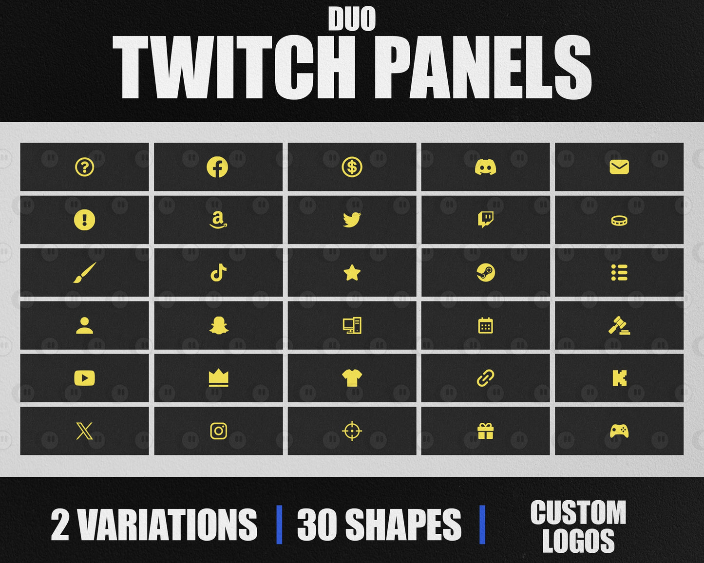 Duo Stream Panels with Paper Texture for Twitch, YouTube, Facebook and Kick Streamers, Sleek Cool Minimal Overlay Designs, Easy to Implement