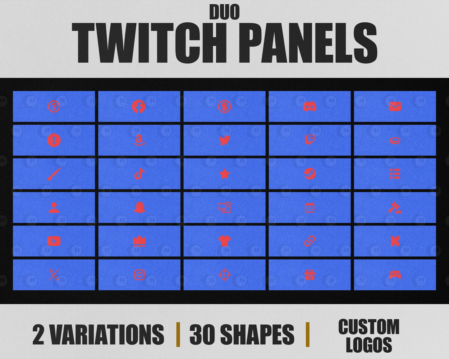 Duo Stream Panels with Paper Texture for Twitch, YouTube, Facebook and Kick Streamers, Sleek Cool Minimal Overlay Designs, Easy to Implement