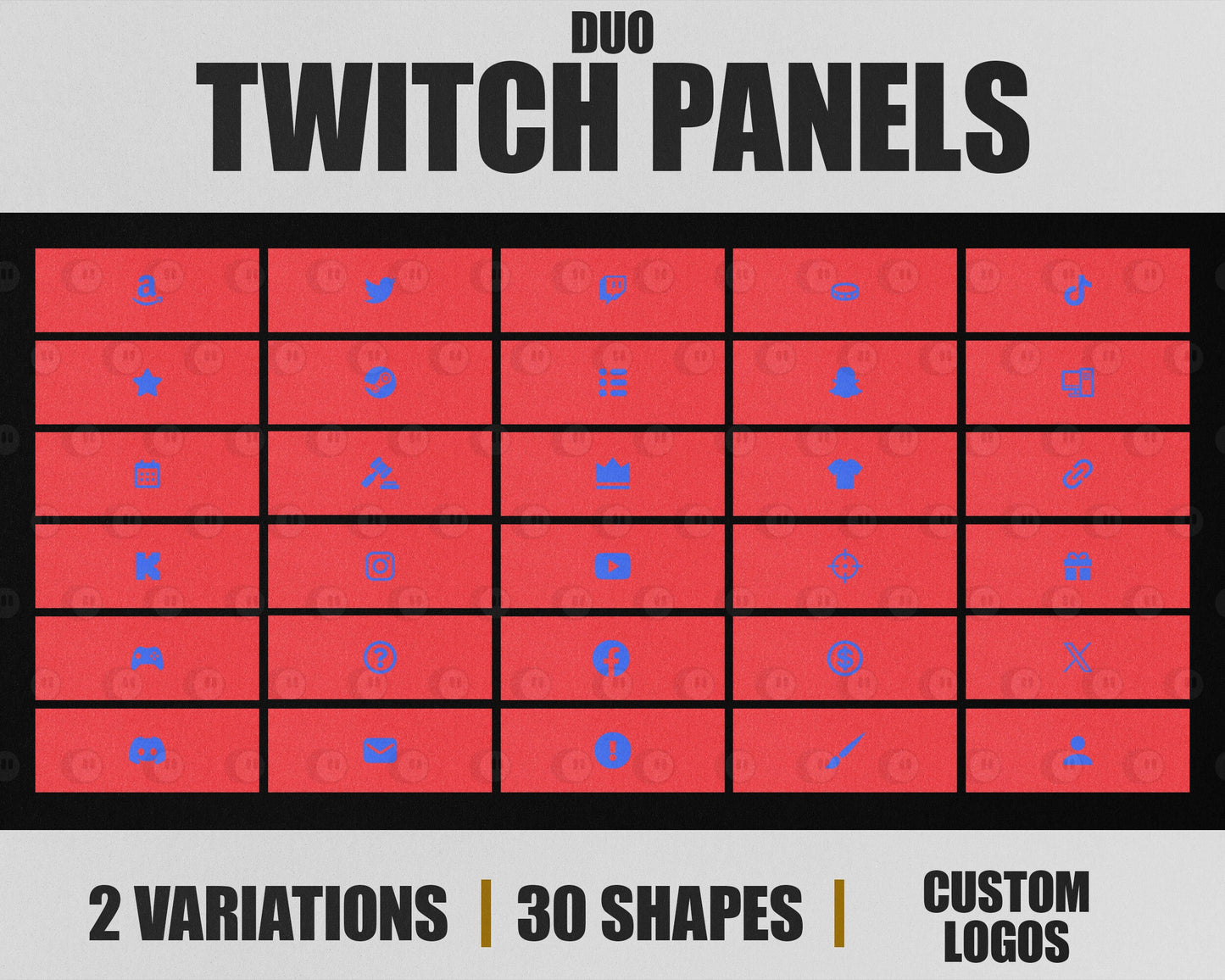 Duo Stream Panels with Paper Texture for Twitch, YouTube, Facebook and Kick Streamers, Sleek Cool Minimal Overlay Designs, Easy to Implement