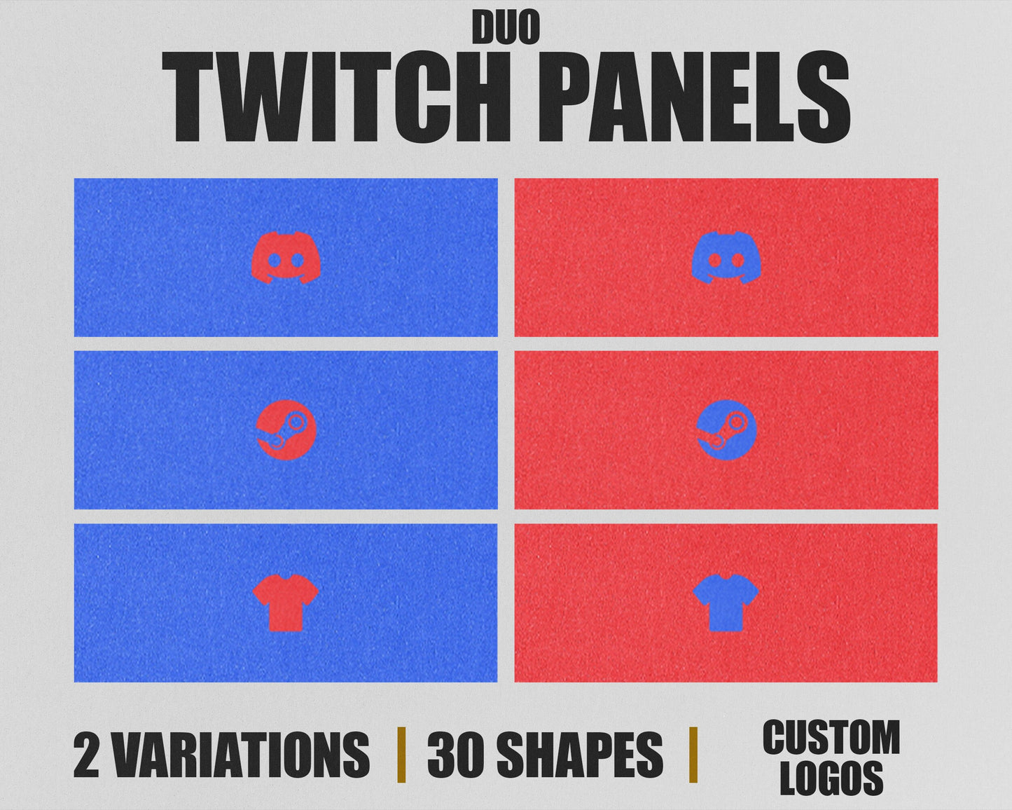 Duo Stream Panels with Paper Texture for Twitch, YouTube, Facebook and Kick Streamers, Sleek Cool Minimal Overlay Designs, Easy to Implement